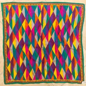 Vintage Multi Color Diamond Pattern Silk Scarf Xenya for XIIX KARAT Japan